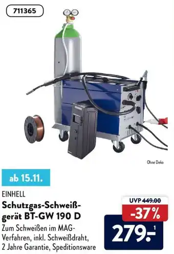 Aldi Nord Einhell Schutzgas Schweißgerät BT-GW 190 D Angebot