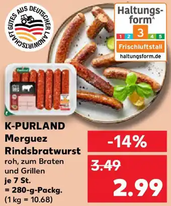 Kaufland K-PURLAND Merguez Rindsbratwurst Angebot