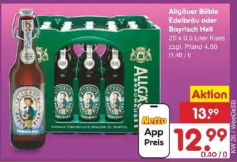 Netto Marken-Discount Allgäuer Büble Edelbräu oder Bayrisch Hell Angebot