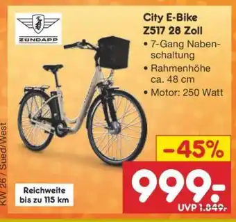 Netto Marken-Discount City E-Bike Z517 28 Zoll Angebot
