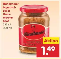 Netto Marken-Discount HÄNDLMAIER Bayerisch süßer Hausmacher Senf Angebot