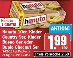 AEZ Hanuta 10er, Kinder Country 9er, Kinder Bueno Angebot