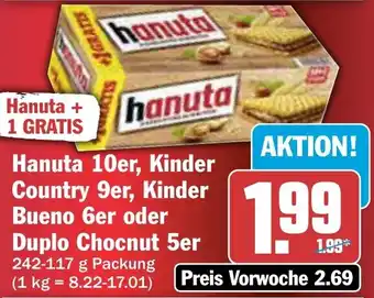AEZ Hanuta 10er, Kinder Country 9er, Kinder Bueno Angebot