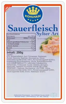 Kaufland Heidjerkaten Fleischwaren Uwe Kohlhase Handels Sylter Sauerfleisch Angebot