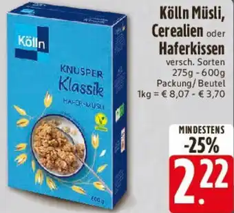 Edeka Kölln Müsli, Cerealien oder Haferkissen Angebot
