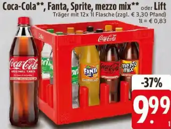 E-Center Coca-Cola, Fanta, Sprite, mezzo mix oder Lift Angebot