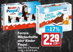 AEZ Ferrero Milchschnitte oder Kinder Pingui Angebot