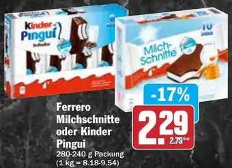 AEZ Ferrero Milchschnitte oder Kinder Pingui Angebot