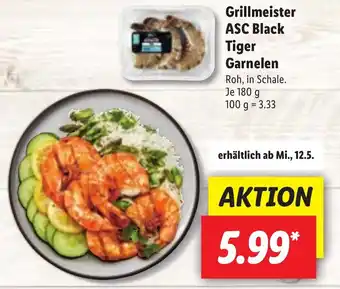 Lidl Grillmeister ASC Black Tiger Garnelen 180g Angebot