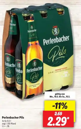 Lidl Perlenbacher Pils 6x0,5L Angebot