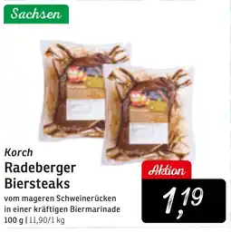 KONSUM Korch Radeberger Biersteaks Angebot