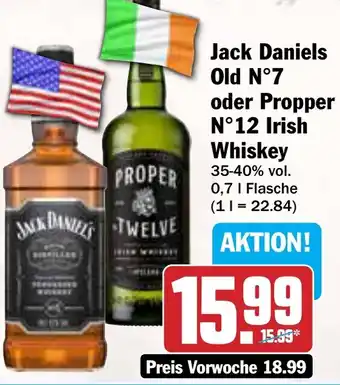 AEZ Jack Daniels Old N°7 oder Propper N°12 Irish Whiskey Angebot