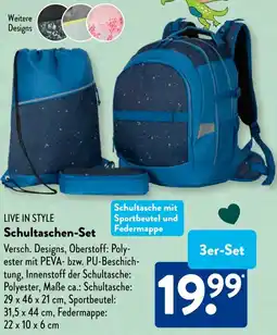 Aldi Süd LIVE IN STYLE Schultaschen-Set Angebot