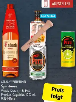 Aldi Süd ASBACH /PITU/TÚNEL Spirituose Angebot