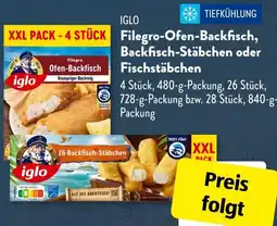 Aldi Süd IGLO Filegro-Ofen-Backfisch, Backfisch-Stäbchen oder Fischstäbchen Angebot