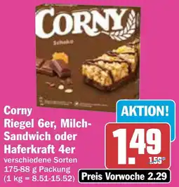AEZ Corny Riegel 6er, Milch Sandwich oder Haferkraft 4er Angebot