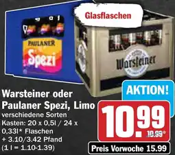 AEZ Warsteiner oder Paulaner Spezi, Limo Angebot