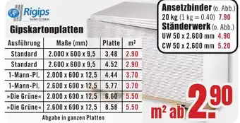 B1 Discount Baumarkt Rigips Gipskartonplatten Angebot