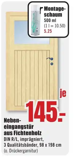 B1 Discount Baumarkt Nebeneingangstür aus Fichtenholz Angebot