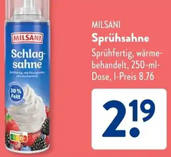 Aldi Süd MILSANI Sprühsahne Angebot