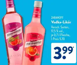 Aldi Süd ZARANOFF Vodka-Likör Angebot