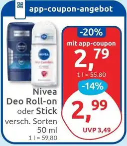 Budni Nivea Deo Roll-on oder Stick Angebot