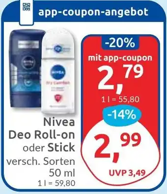 Budni Nivea Deo Roll-on oder Stick Angebot