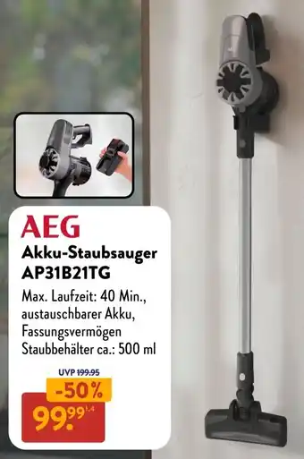 Aldi Süd AEG Akku-Staubsauger AP31B21TG Angebot