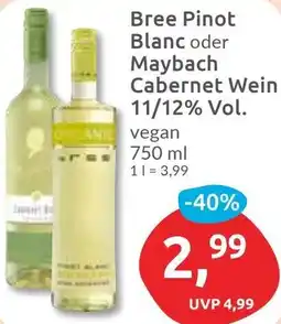 Budni Bree Pinot Blanc oder Maybach Cabernet Wein Angebot