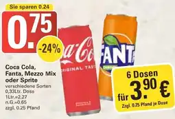 WEZ Coca Cola, Fanta, Mezzo Mix oder Sprite Angebot