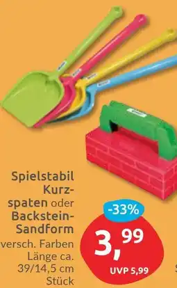 Budni Spielstabil Kurzspaten oder Backstein Sandform Angebot