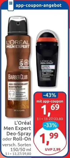 Budni L'Oréal Men Expert Deo-Spray oder Roll-On Angebot
