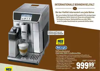 METRO DēLonghi Kaffeevollautomat ESAM 656.75MS PrimaDonna Elite Angebot