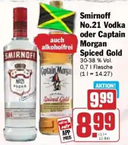 Hit Smirnoff No.21 Vodka oder Captain Morgan Spiced Gold Angebot