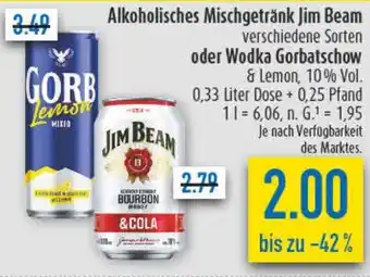 diska Alkoholisches Mischgetränk Jim Beam oder Wodka Gorbatschow Angebot