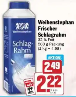 Hit Weihenstephan Frischer Schlagrahm Angebot