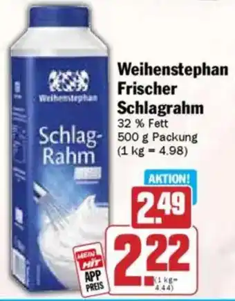 Hit Weihenstephan Frischer Schlagrahm Angebot