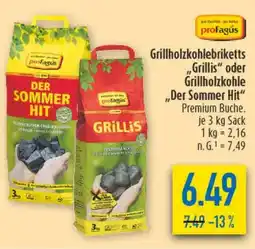 diska proFagús Grillholzkohlebriketts Grillis" oder Grillholzkohle ,,Der Sommer Hit" Angebot