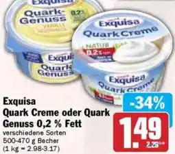 Hit Exquisa Quark Creme oder Quark Genuss 0,2 % Fett Angebot