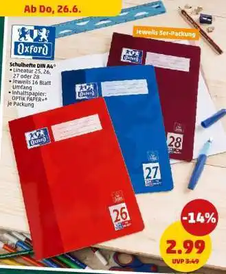 PENNY Schulhefte DIN A4 Angebot