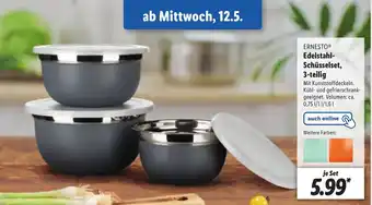 Lidl Ernesto Edelstahl Schüsselset, 3 teilig Angebot