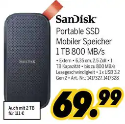 MEDIMAX SanDisk Portable SSD Mobiler Speicher 1 TB 800 MB/s Angebot