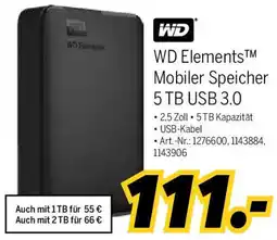 MEDIMAX WD Elements Mobiler Speicher 5 TB USB 3.0 Angebot