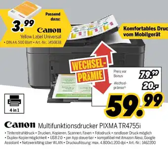 MEDIMAX Canon Multifunktionsdrucker PIXMA TR4755i Angebot