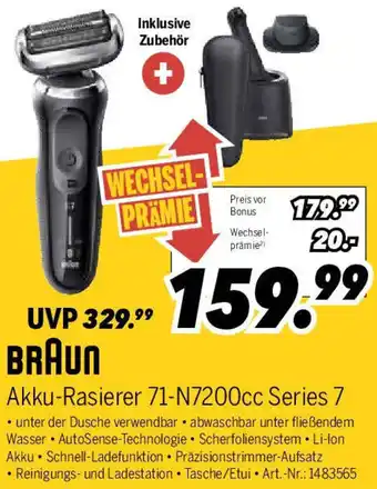 MEDIMAX BRAUN Akku-Rasierer 71-N7200cc Series 7 Angebot