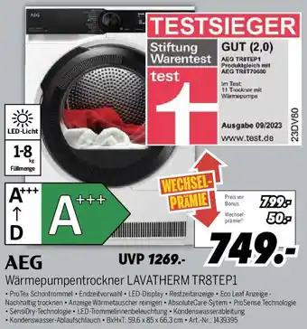 MEDIMAX AEG Wärmepumpentrockner LAVATHERM TR8TEP1 Angebot