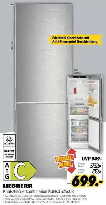 MEDIMAX LIEBHERR Kühl-/Gefrierkombination KGNsd 52Vc03 Angebot