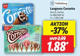 Lidl Langnese Cornetto 480/540ml Angebot