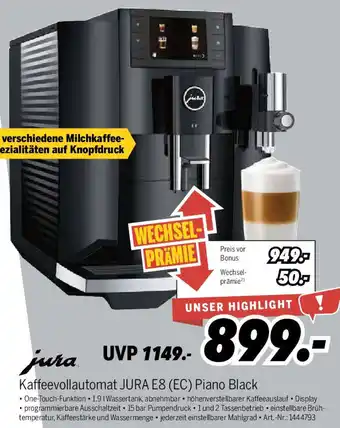 MEDIMAX jura Kaffeevollautomat E8 (EC) Piano Black Angebot