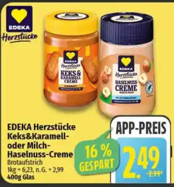 NP Discount EDEKA Herzstücke Keks&Karamell- oder Milch- Haselnuss-Creme Angebot